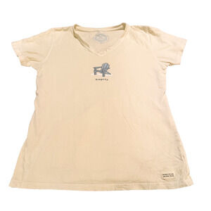 Life Is Good Crusher T-Shirt Womens M Simplify Yellow short Sleeve beach chair